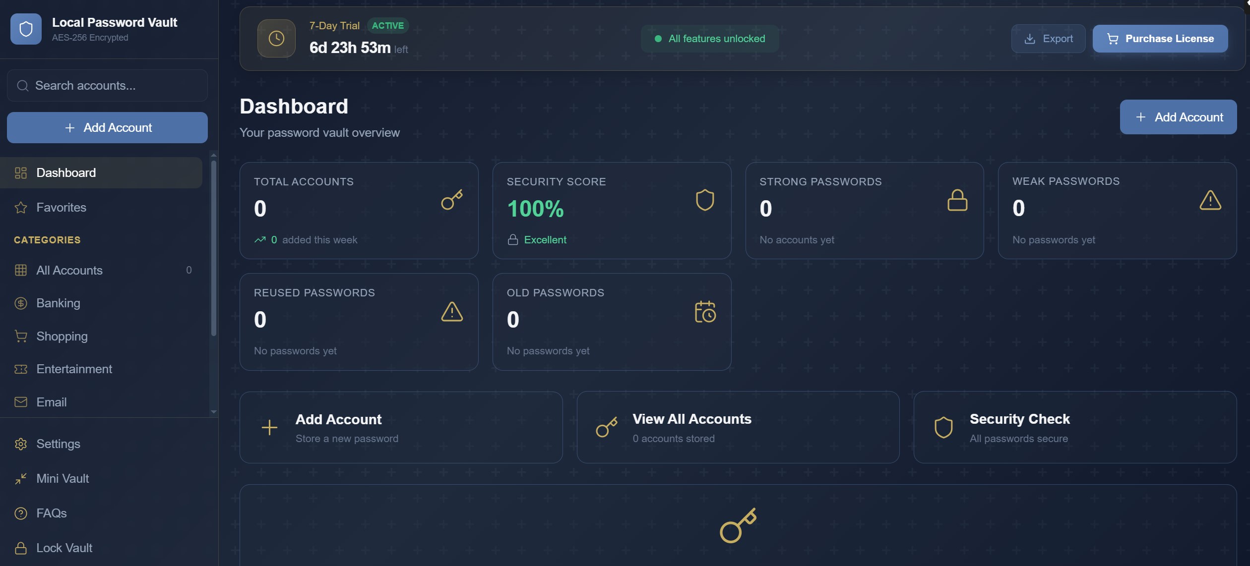 Password vault main view